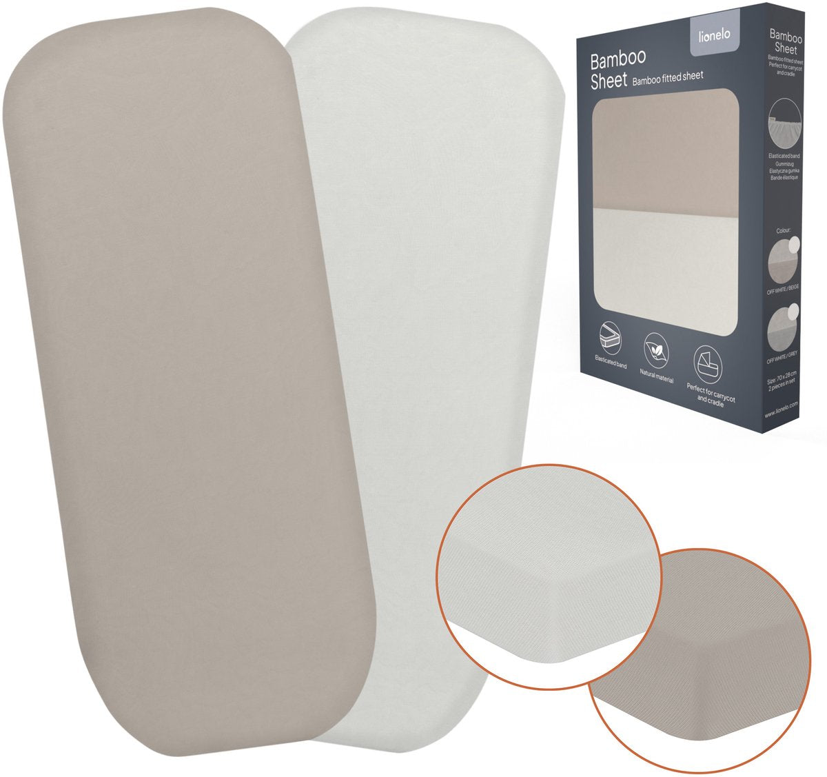 Lionelo bambuslagner sæt med 2 lagner 70x28 cm til tremmeseng - lagner til barneseng - bambusviscose, med elastisk, åndbar blød - velegnet til madrasser op til 10 cm - miljøvenlig