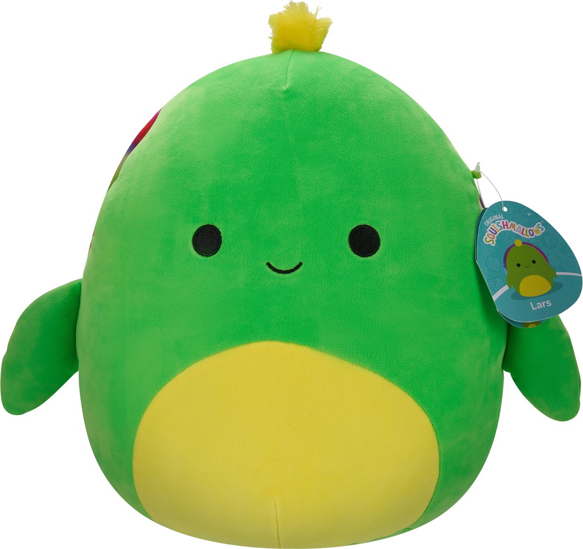 Squishmallows lars-neongrøn skildpadde m neon tie-dye skal 30 cm plys