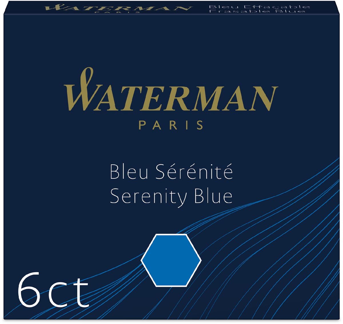Waterman -fyldepen blækpatroner | kort 'international' | sindsro blå | 6 stk