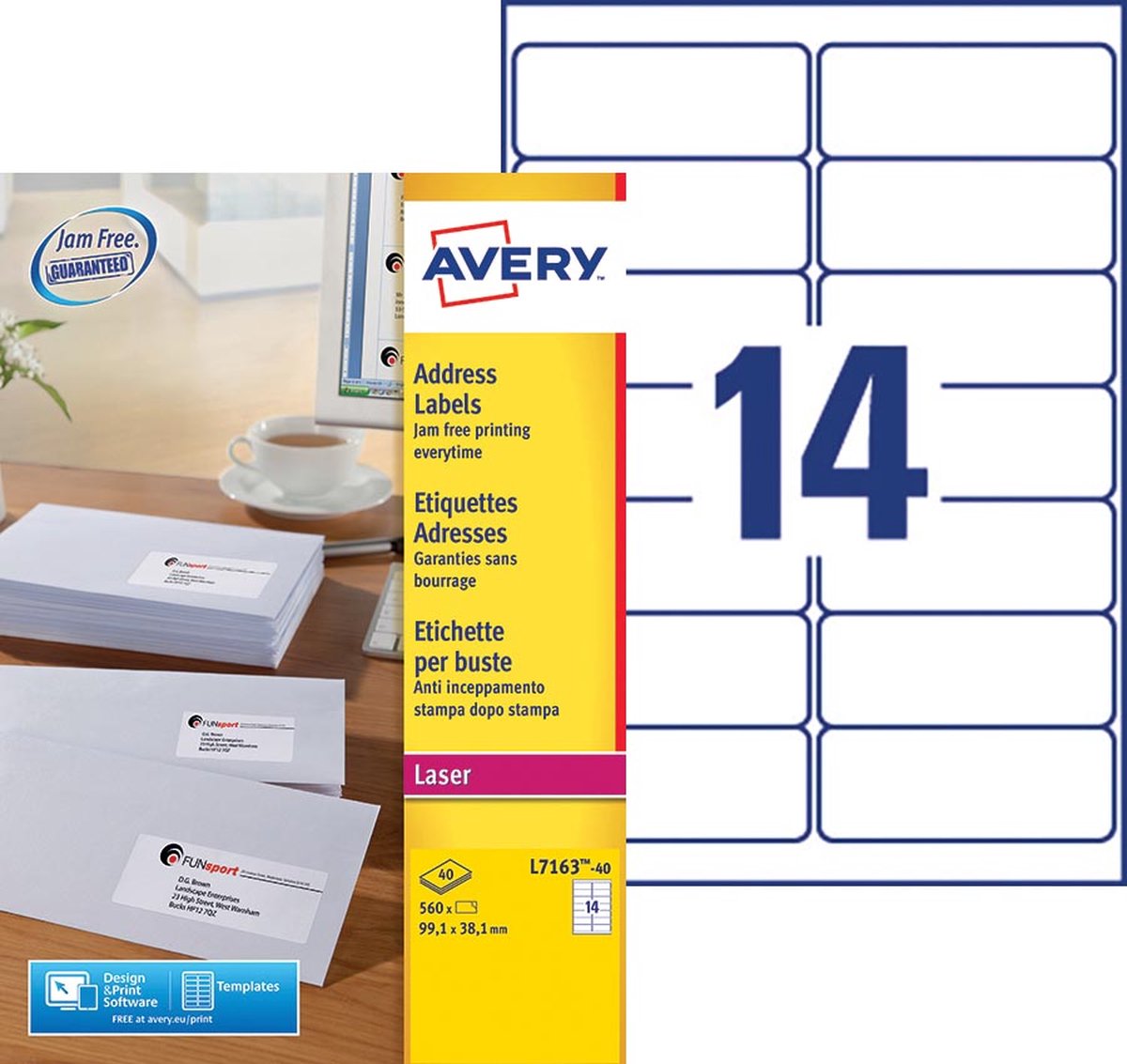 Avery l7163-40 adresselabels