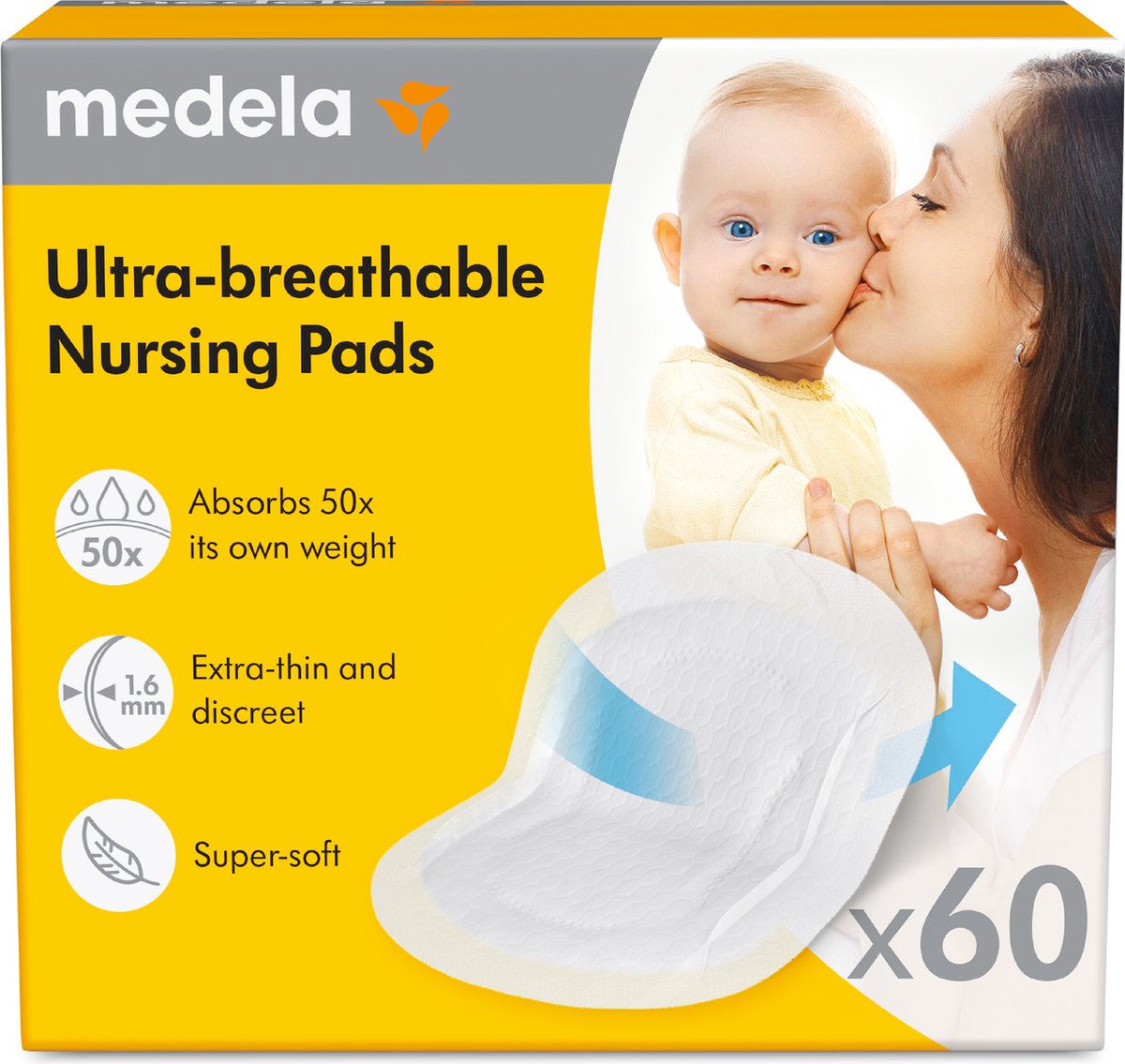 Medela – ultra-åndbare ammeindlæg – engangs – til amning – hudvenlig og behagelig – 60 stk.