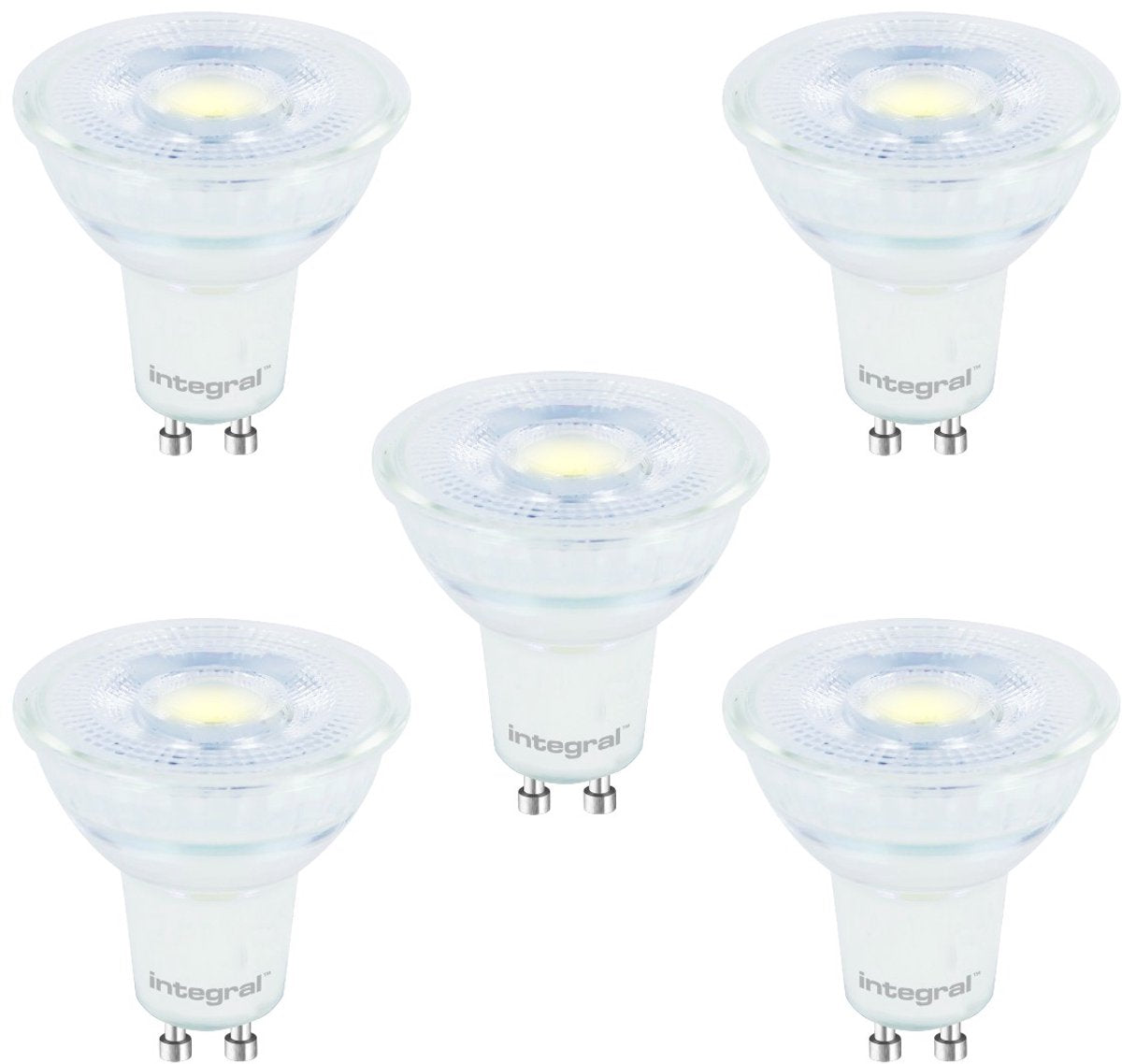 Integreret 5-pak - gu10 led spot - 3,6w - 4000k neutral hvid - dæmpbar