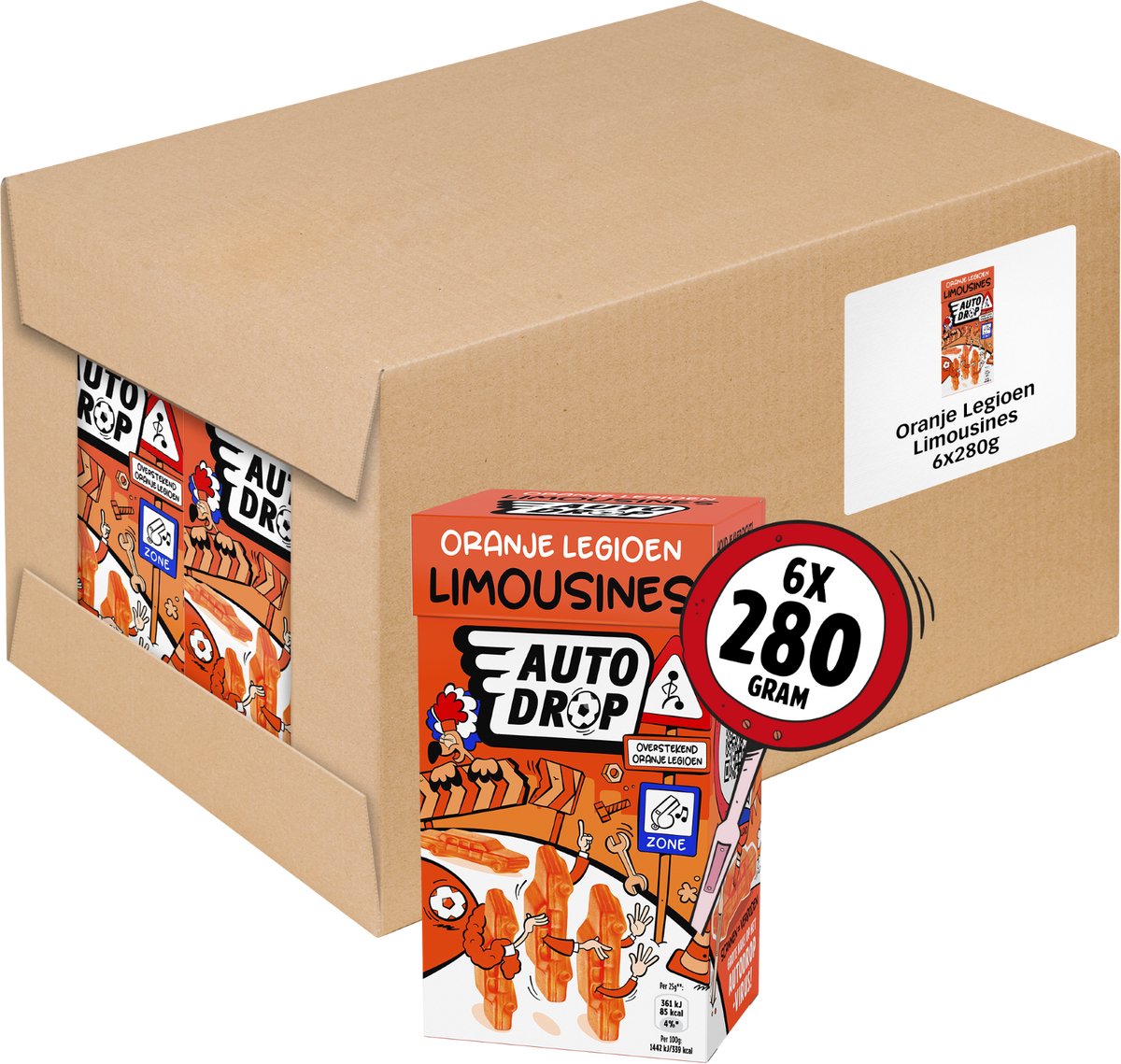 Autodrop - slik - VM 2026 orange legion limousiner - 6 æsker - 280 gram