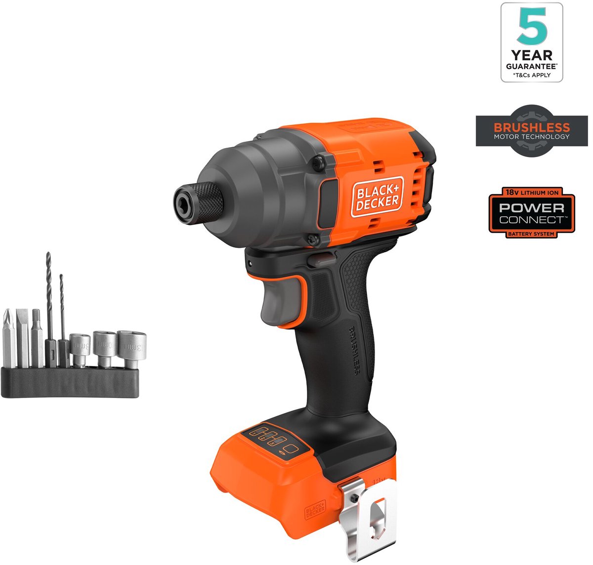 Black+decker 18v børsteløs slagdriver med bits (uden batteri og oplader) - blim78n-xj