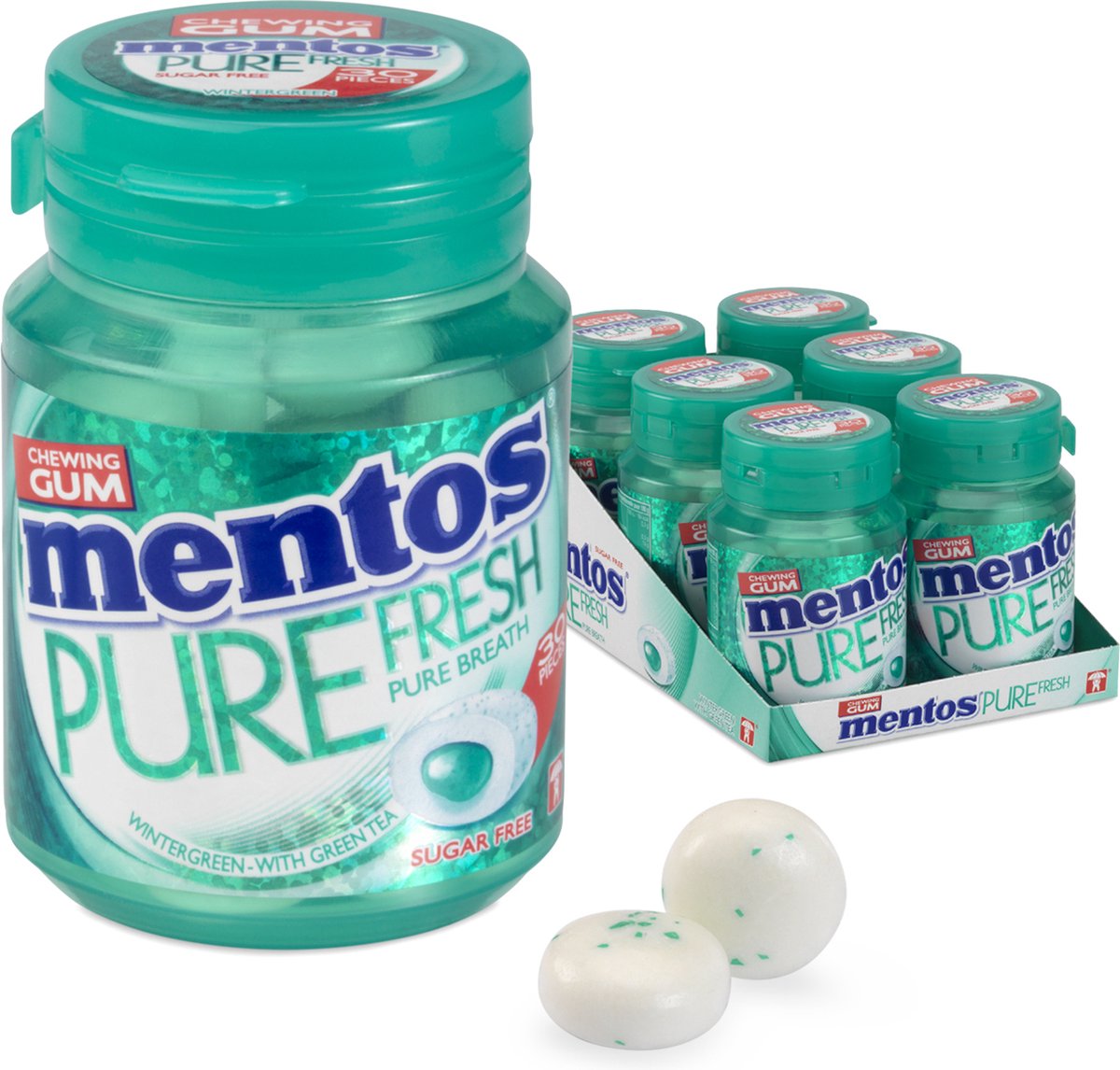 Mentos tyggegummi ren frisk vintergrøn - tyggegummi - sukkerfri - 1x6 stk.