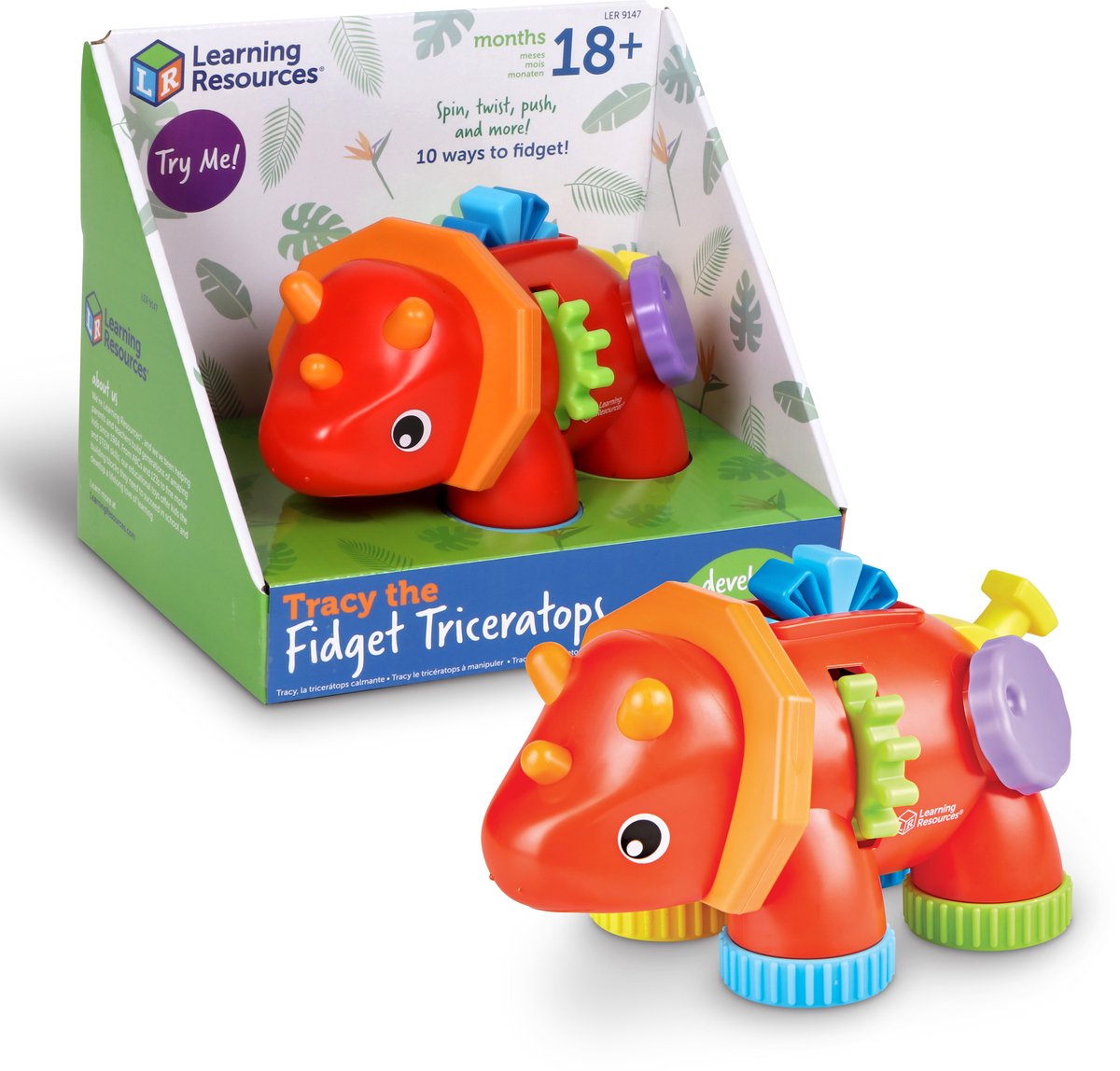 Læringsressourcer dinosaur tracy the fidget triceratops legetøj. - 3+