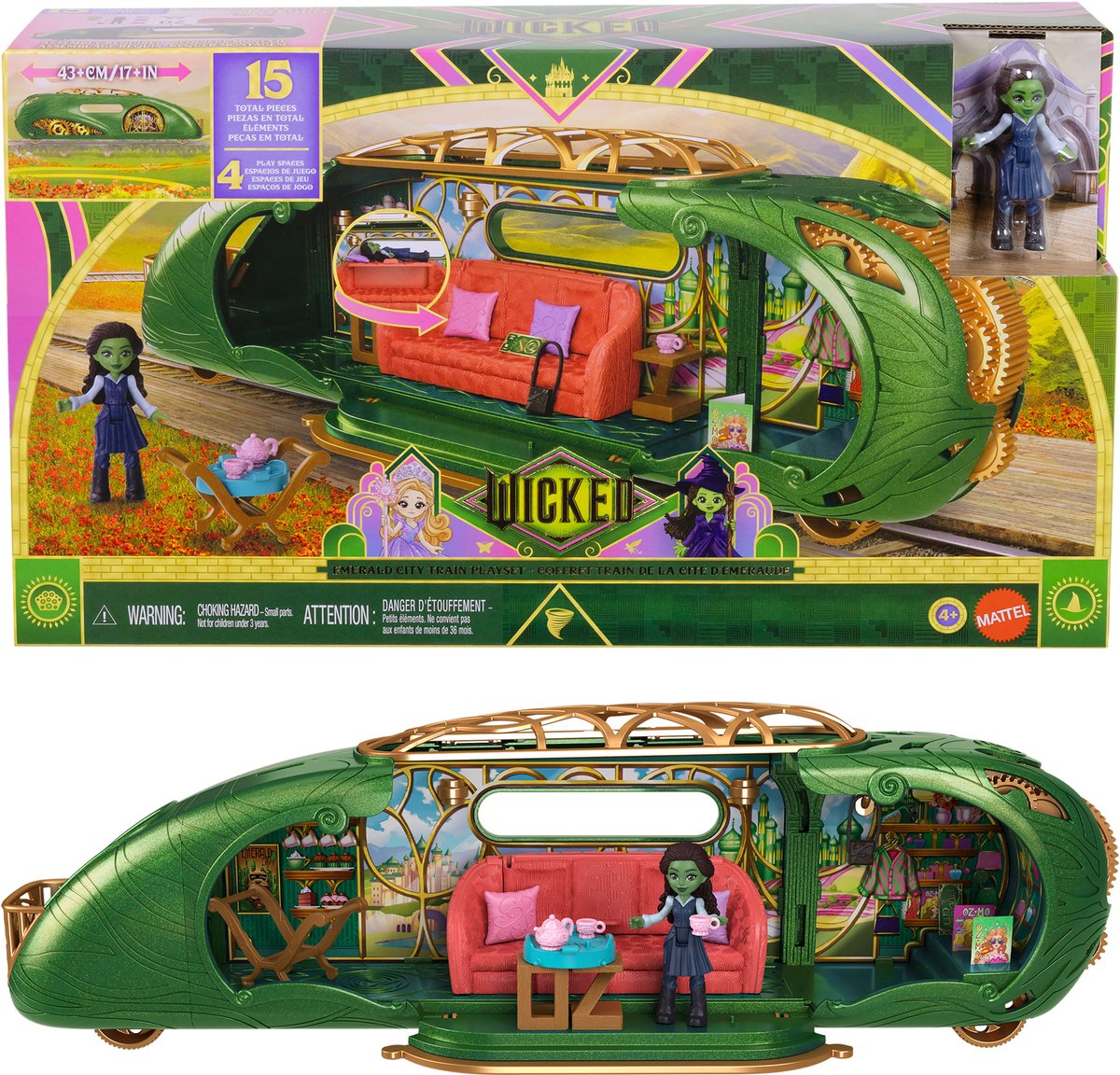 Wicked Emerald City tog legesæt med elphaba figur
