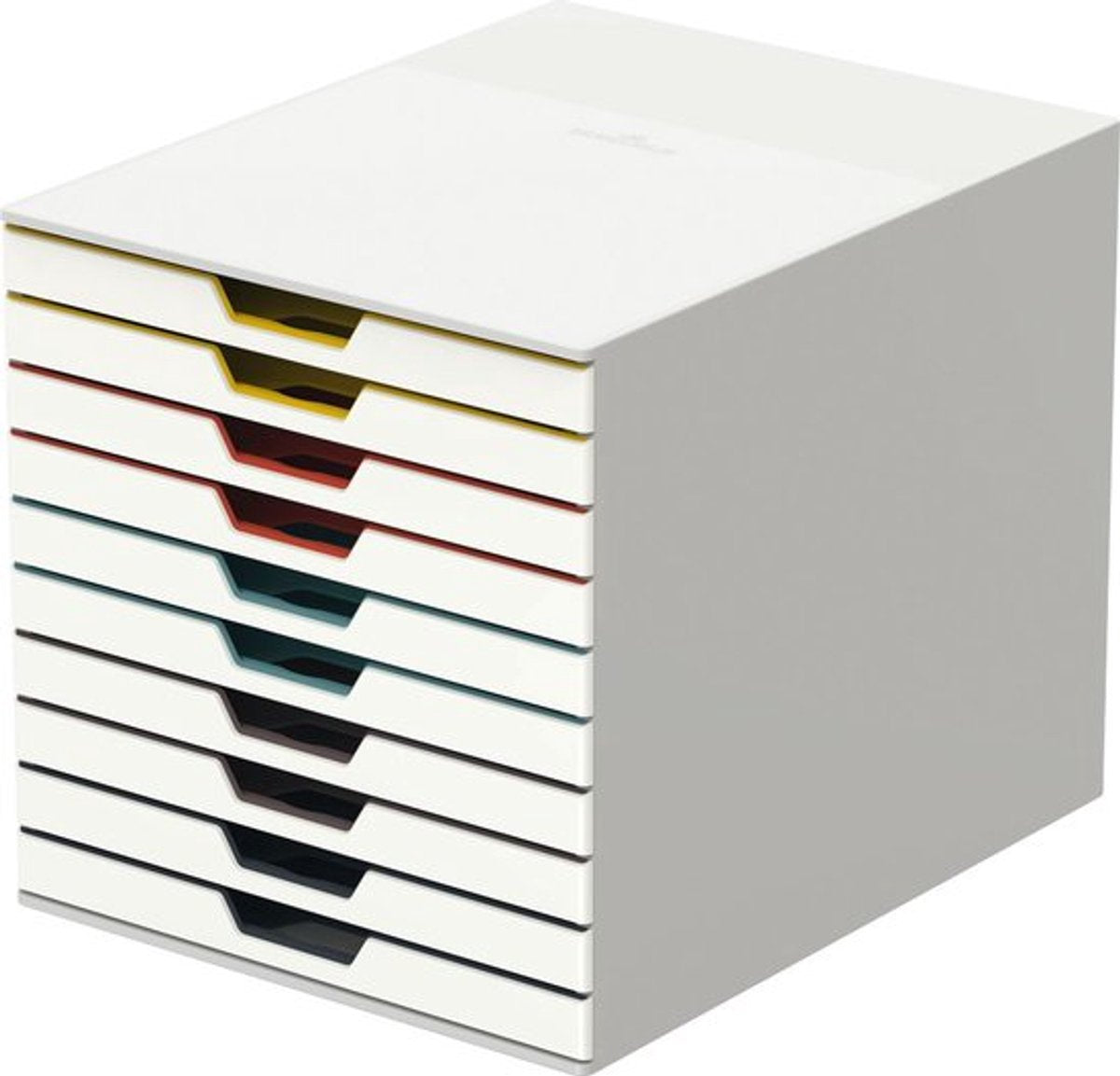 Slidstærk kommode varicolor® mix 10 - hvid flerfarvet - 10 skuffer - a4