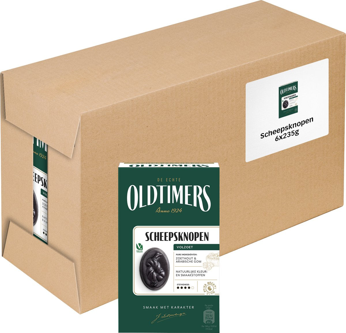Veteranbiler - lakrids - skibsknapper - 6 æsker - 235 gram