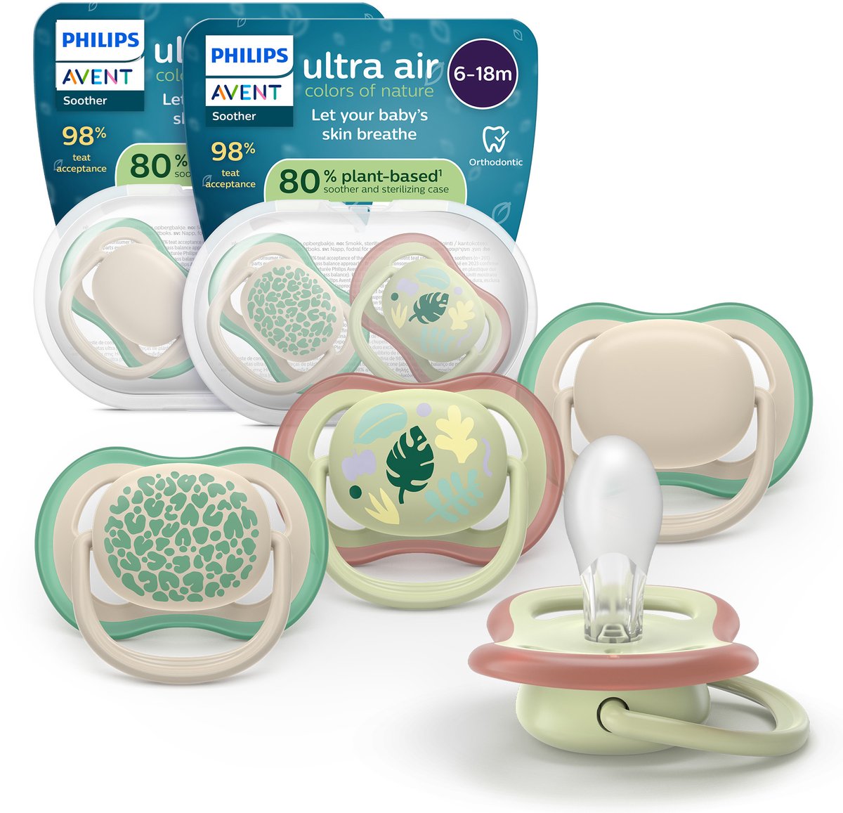 Philips avent ultra air – ademend en lichtgewicht fopspeen (6-18 mnd) – 4 stuks - scf087 26