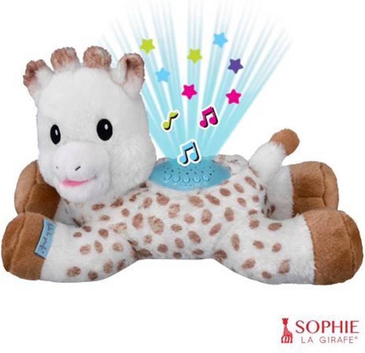 Sophie the giraffe vuggevise lys drømmer krammetøj - stjerneprojektor - musikfunktion med 15 melodier - med volumenkontrol - automatisk sluk - inklusive batterier - 32x17x20 cm