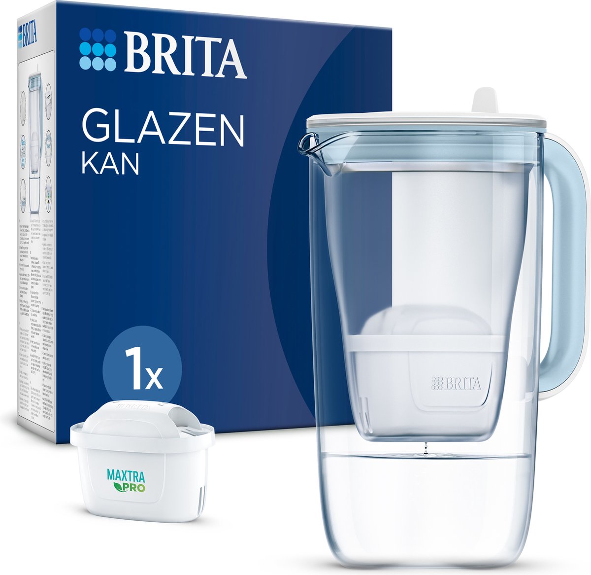 Brita - slidstærk glasvandfilterkande - 2,5l - blå - inkl. 1 maxtra pro pure performance filterpatron