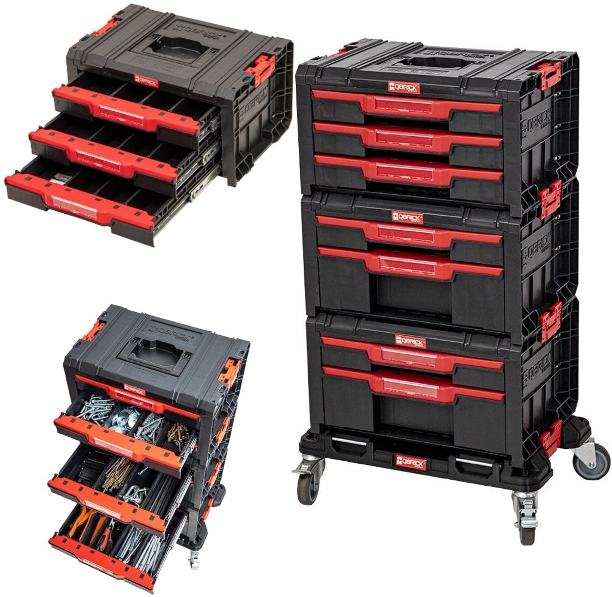 Patrol qbrick system pro - værktøjskassesæt - mobil - 7 skuffer - modulopbygget