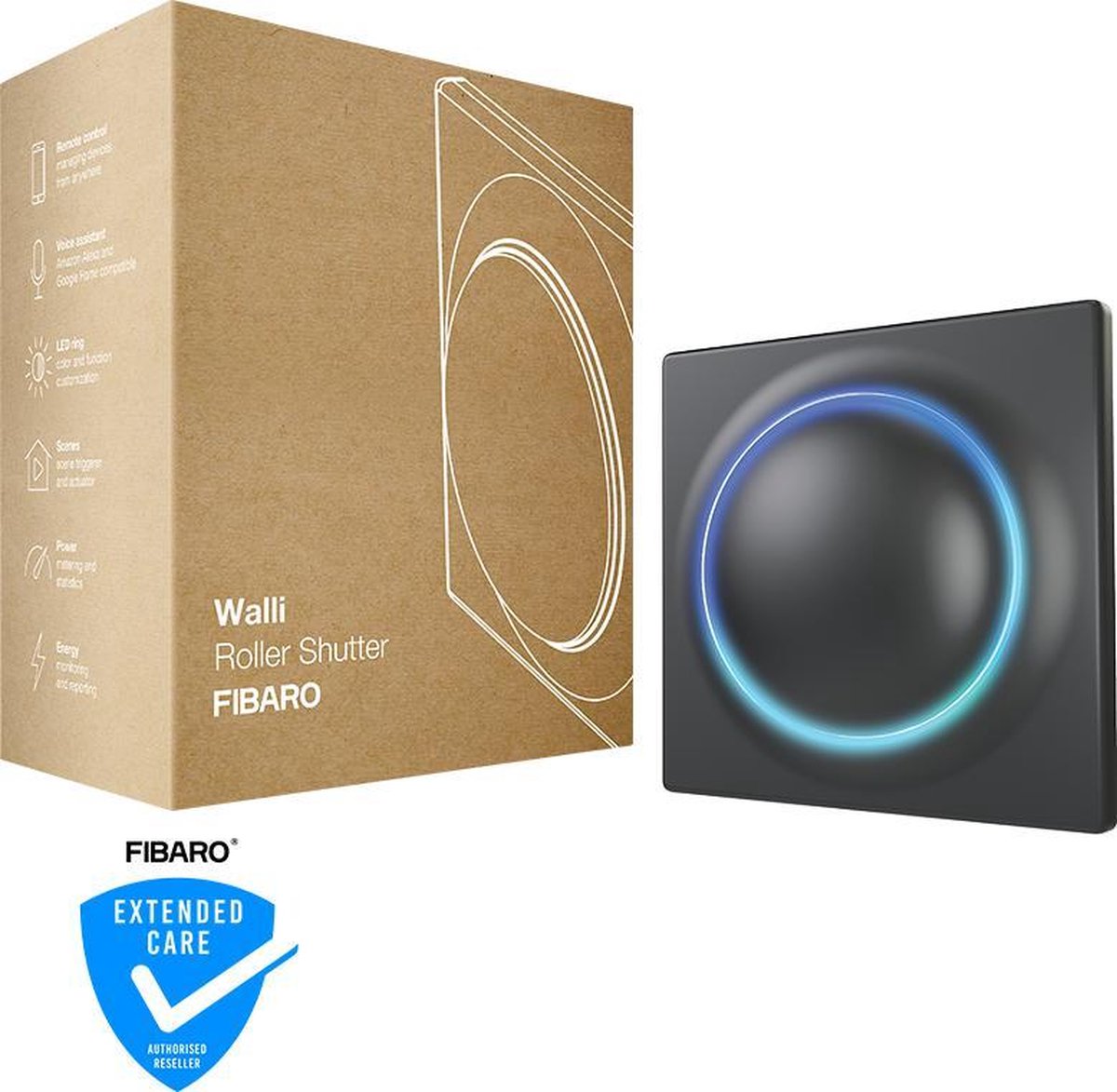 Fibaro walli rulleskodder - rulleskoddekontakt - antracit - z-wave plus