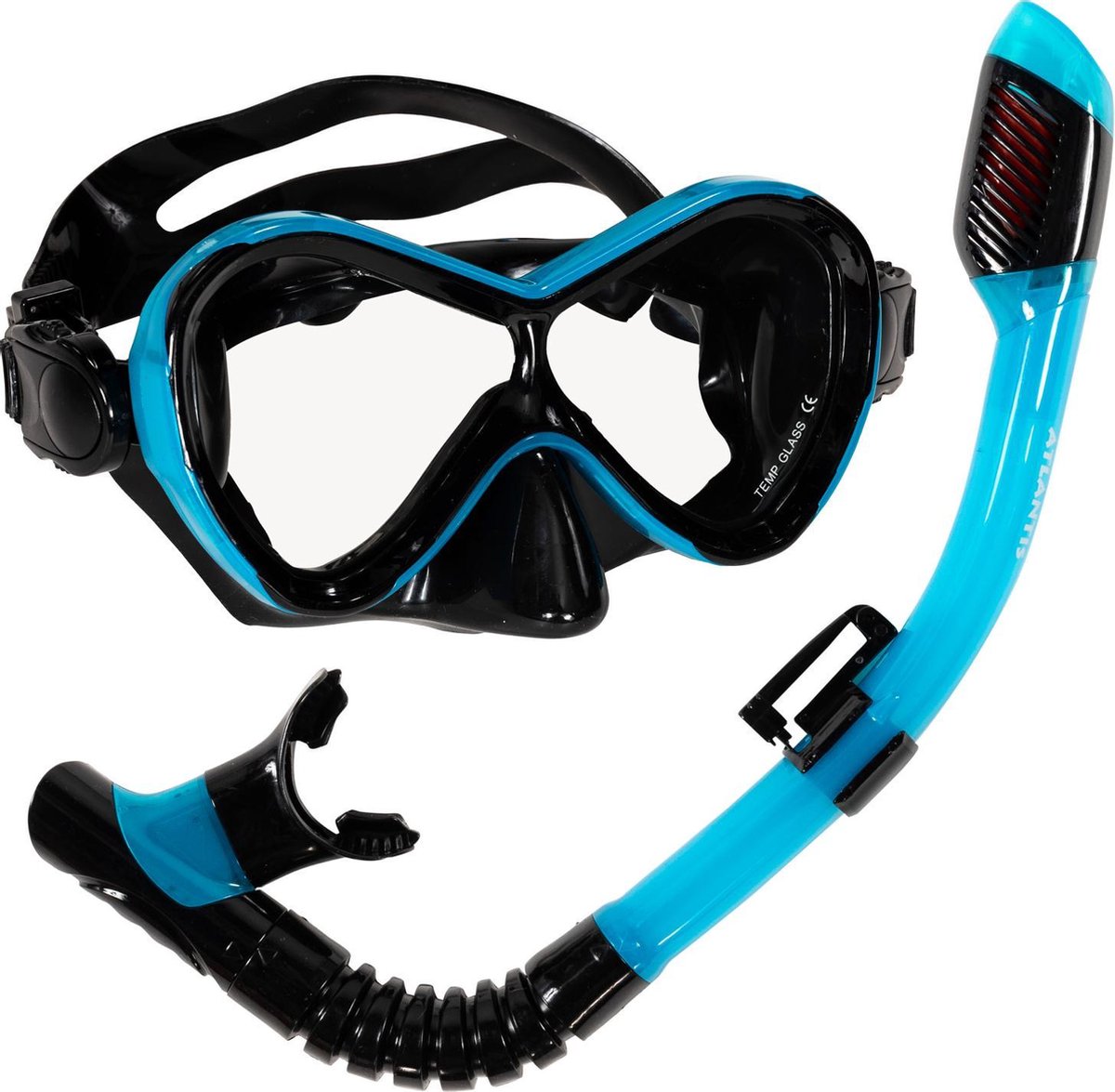 Atlantis abaco combo - snorkelsæt - dykkerbriller - snorkel - børn - sort turkis