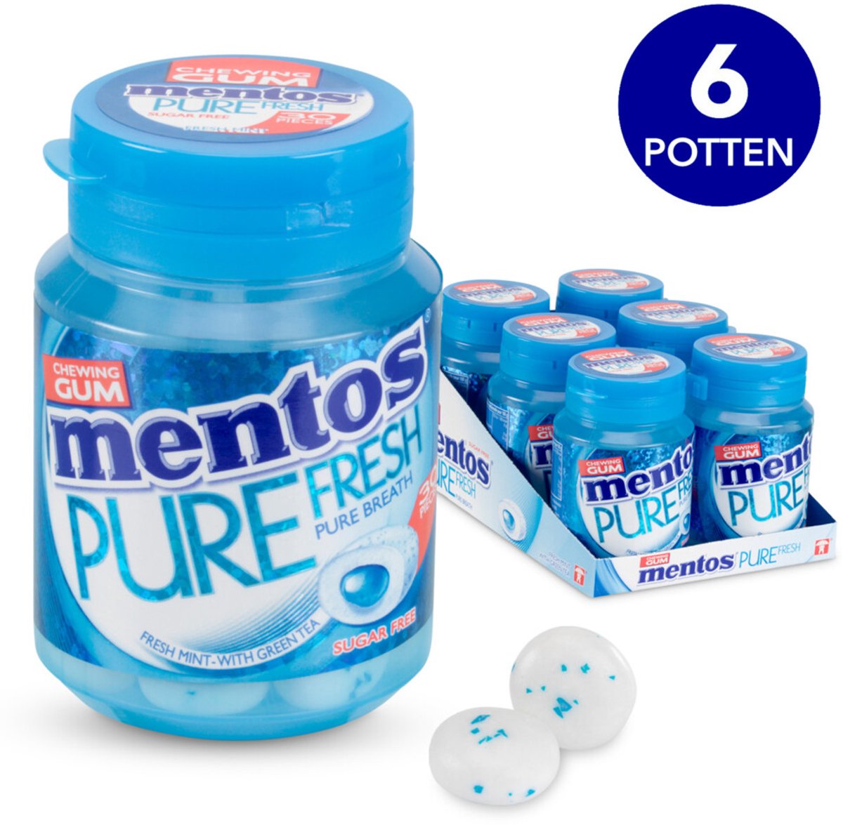 Mentos tyggegummi ren frisk frisk mynte - tyggegummi - sukkerfri - 1x6 stk