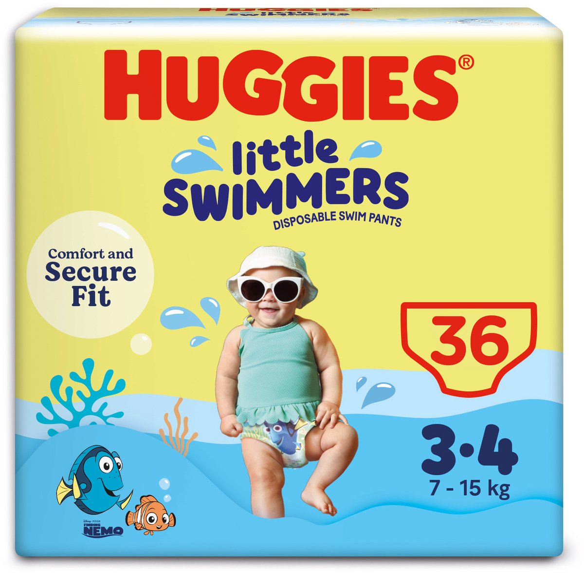 Huggies små svømmere - svømmebleer - størrelse 3 4 - (7 til 15 kg) - værdipakke - 36 stk.