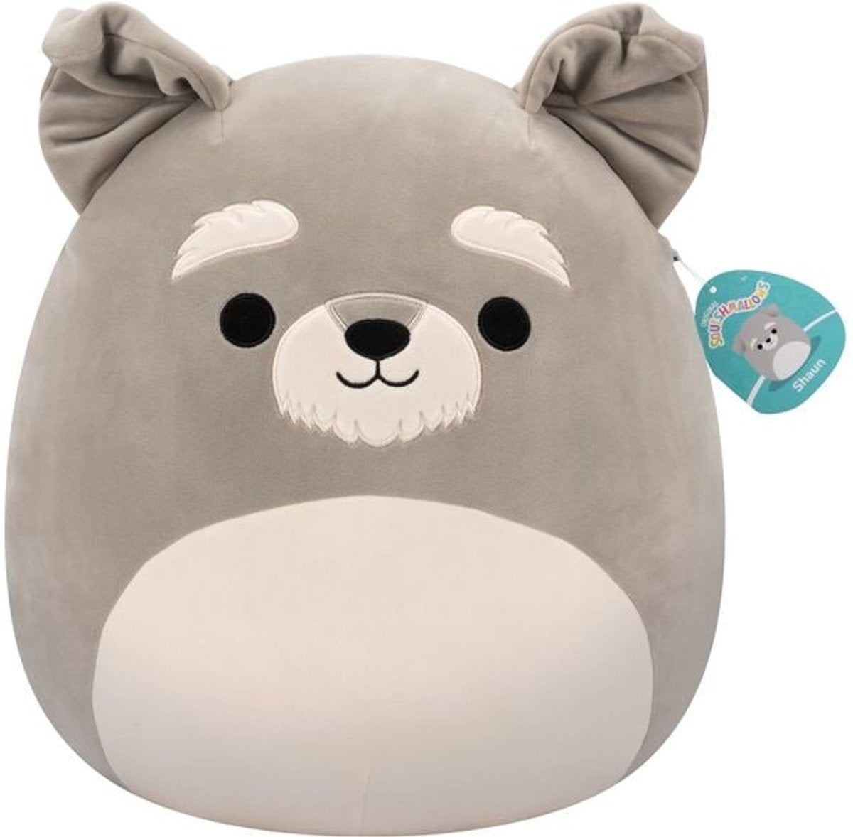 Squishmallows shaun schnauzer krammetøj - grå - 40 cm