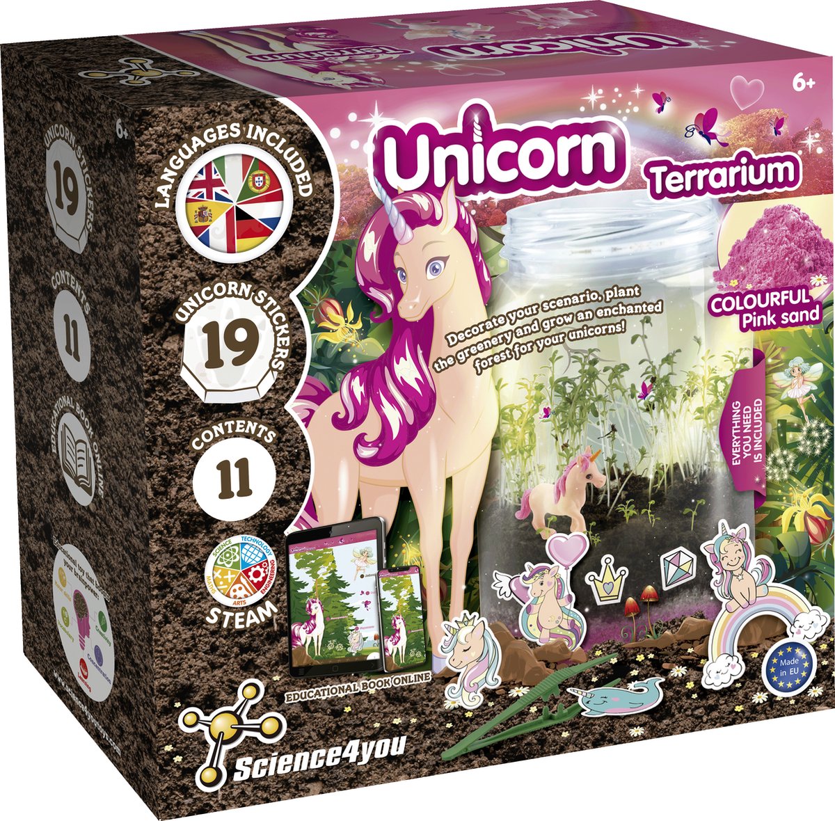 Science 4 you science4you unicorn terrarium – stilk kit – skab et eventyr terrarium med enhjørning – pædagogisk legetøj – alder 6+