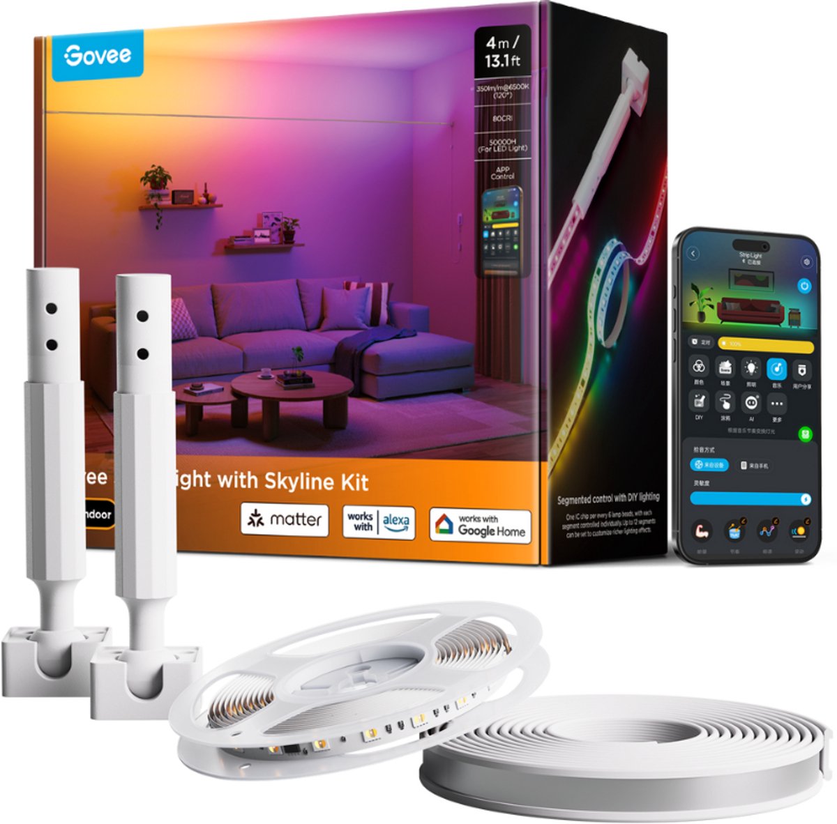 Govee skyline LED strip 4m matter rgbicww - wall wash