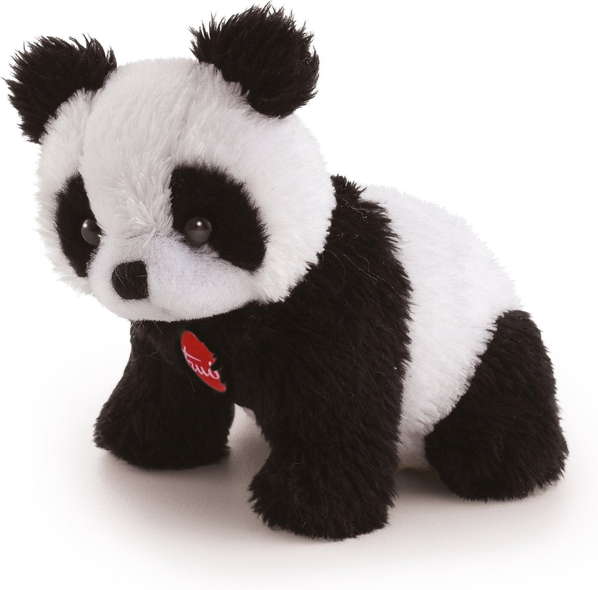 Trudi - sød samling krammepanda 8 cm - håndlavet i Italien - blødt plys - krammetøj til drenge og piger - sort og hvid - 6x7x8 cm str. xxs