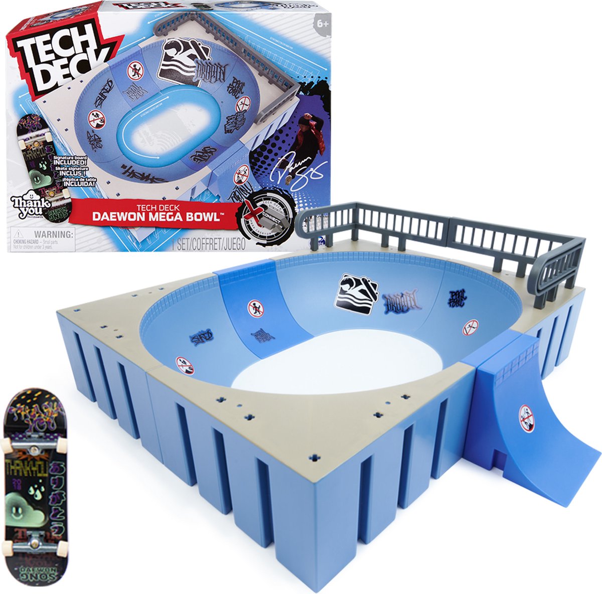 Tech deck x-connect park creator - daewon mega bowl - tilpasselig rampe med unikt fingerskateboard