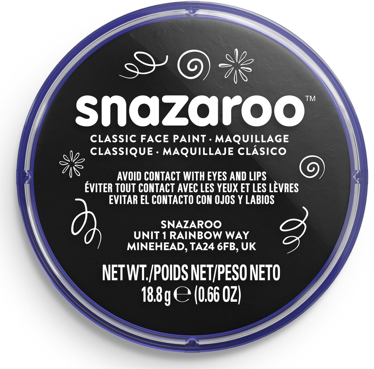 Snazaroo 1118111 - sort - 18ml aqua ansigtsmaling børneansigtsmaling til børn og voksne