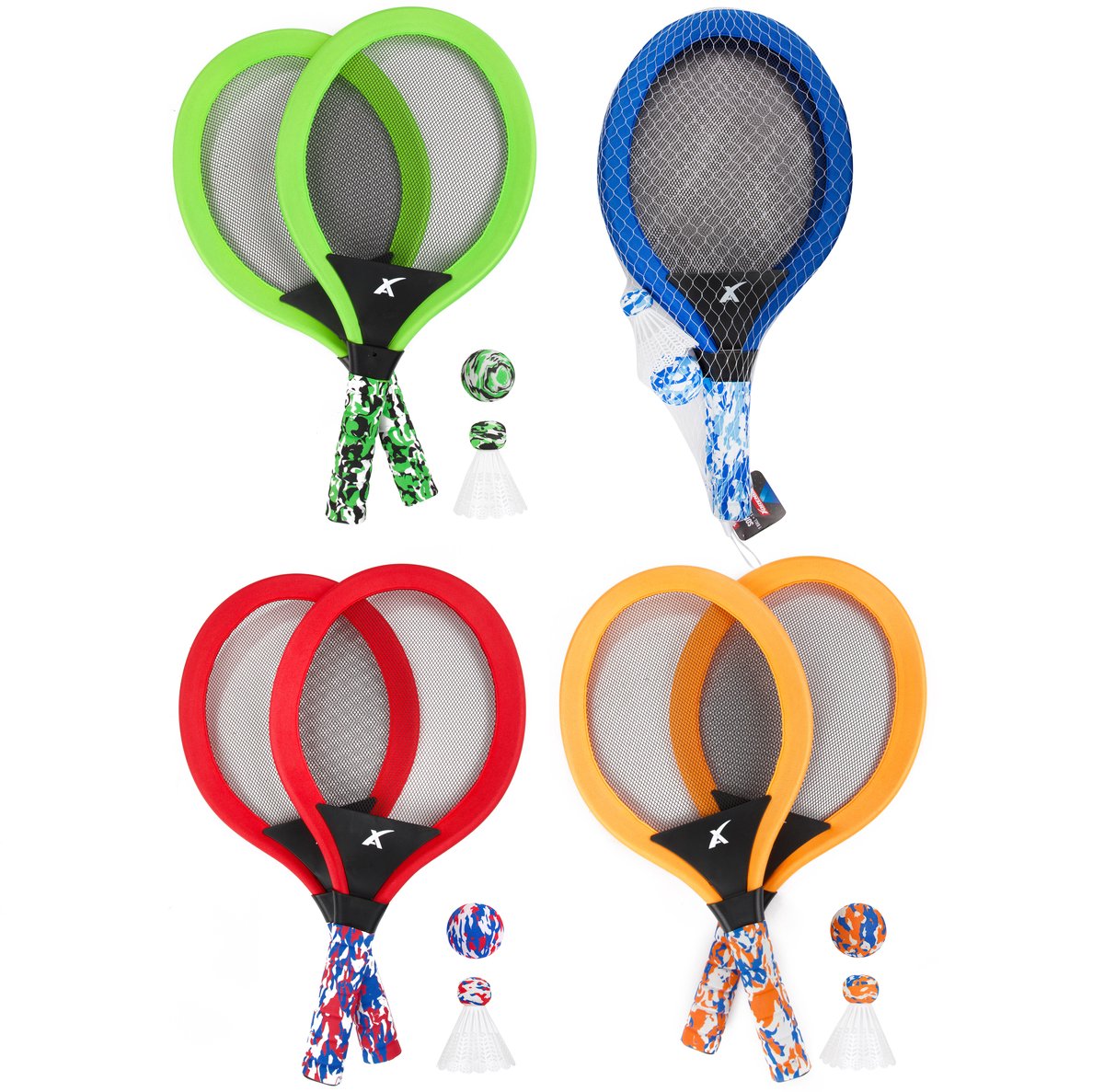 Toi-toys toi-legetøj adrenix blødt tennissæt 4-delt med 2x ketcher + bold + fjerbold 4 assorteret