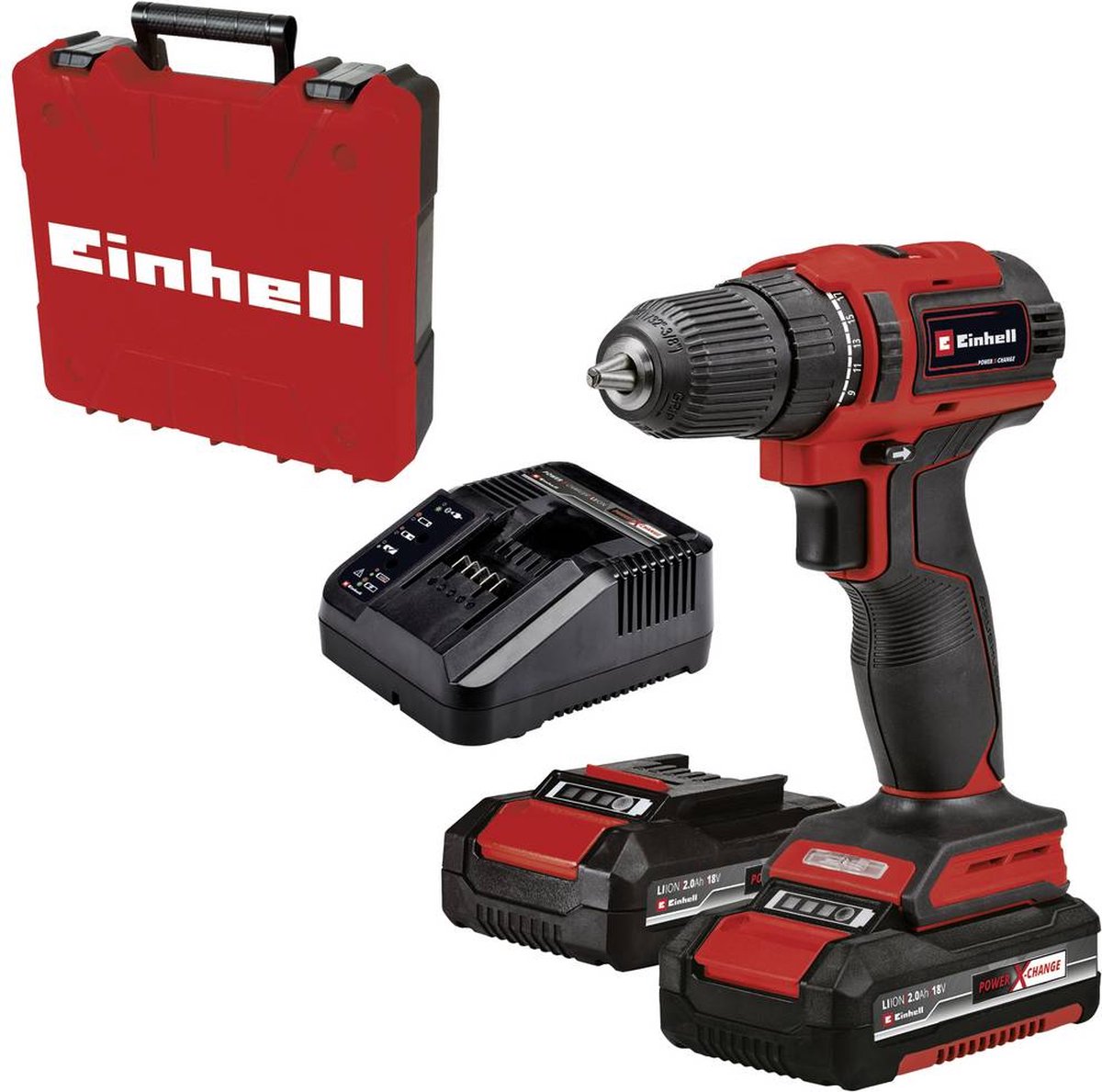 Einhell akku bore-/skruetrækker te-cd 18 40 li bl kit - power x-change - 18 v li-ion - 40 nm - 0-350 0-1.450 rpm - børsteløs motor - inkl. 2x 2,0 ah batteri, oplader og transportkuffert