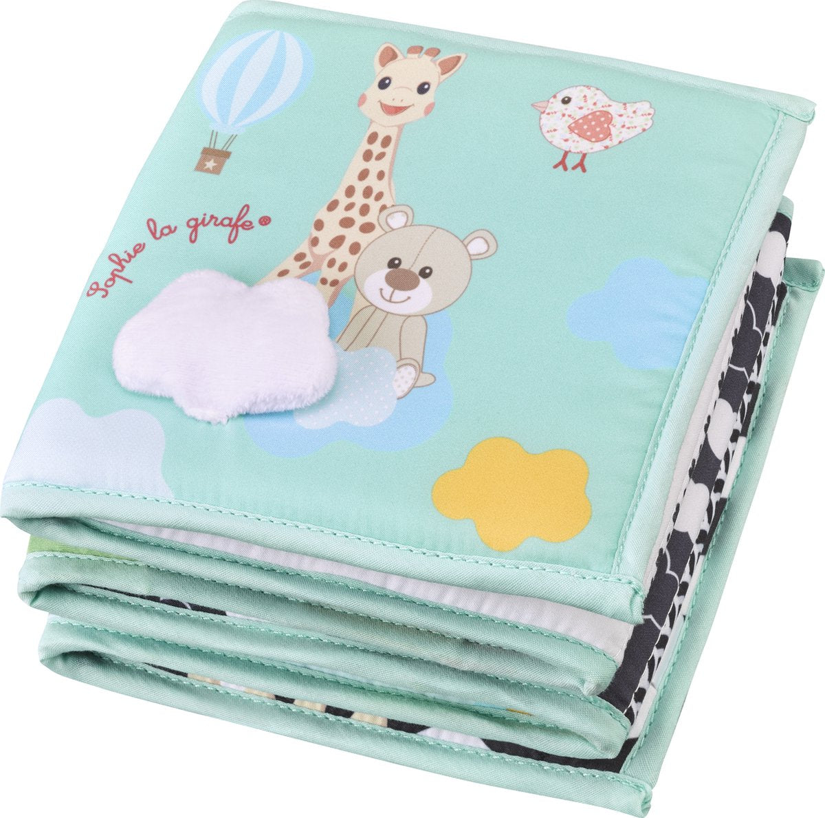 Sophie giraffen foldbar legebog - babybog - babybog - 6 dobbeltsidede sider - stimulerer sanserne - fra 0 måneder - foldbar til 94 cm