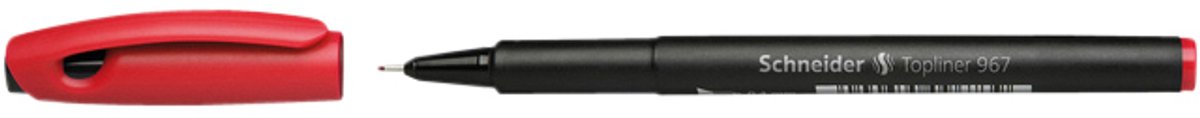 Schneider skriveredskaber schneider fineliner - topliner 967 - stregbredde 0,4 mm - rød - æske med 10 stk - s-9672