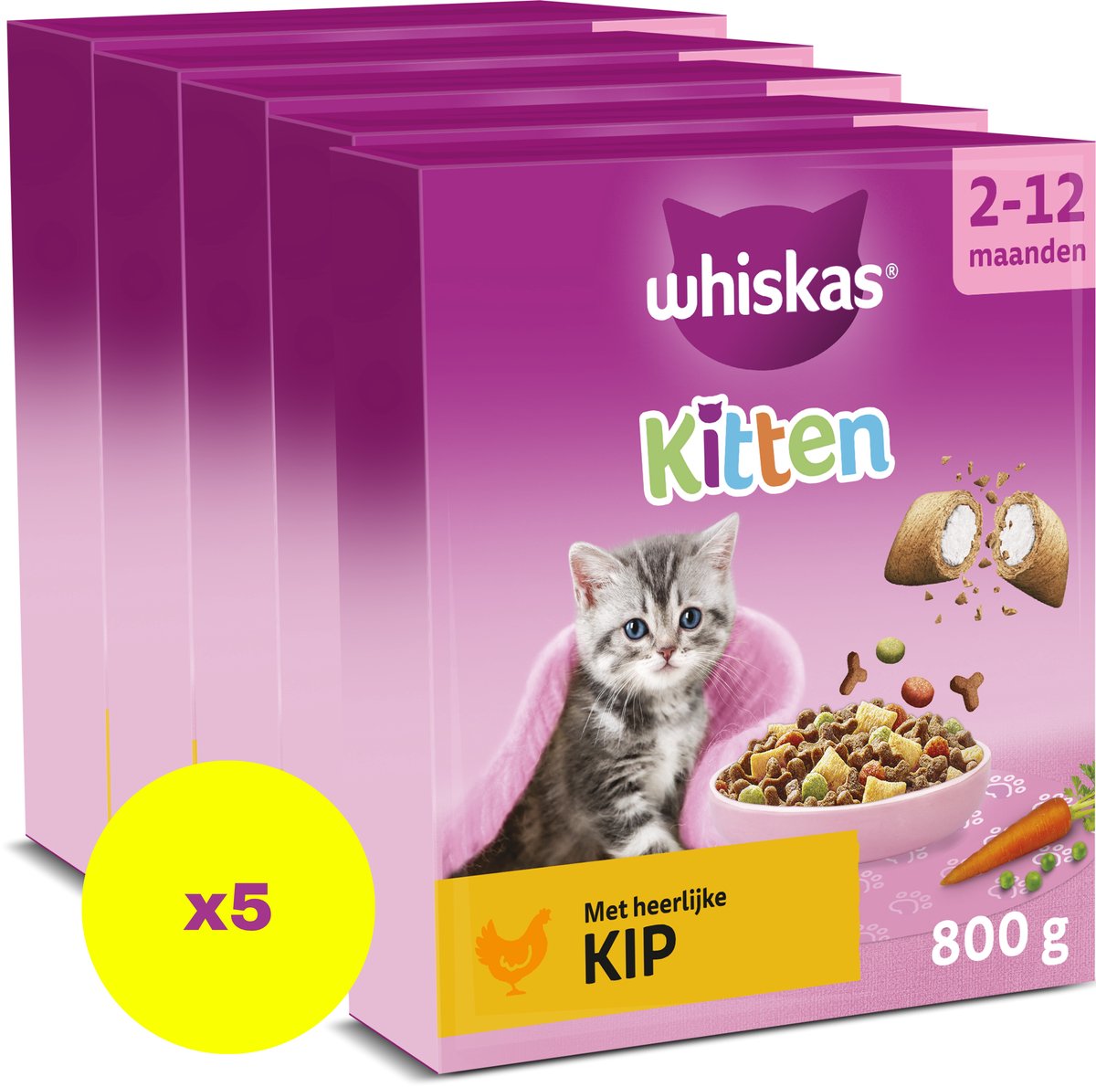 Whiskas kattefoder - junior - kylling - æske 5x800g