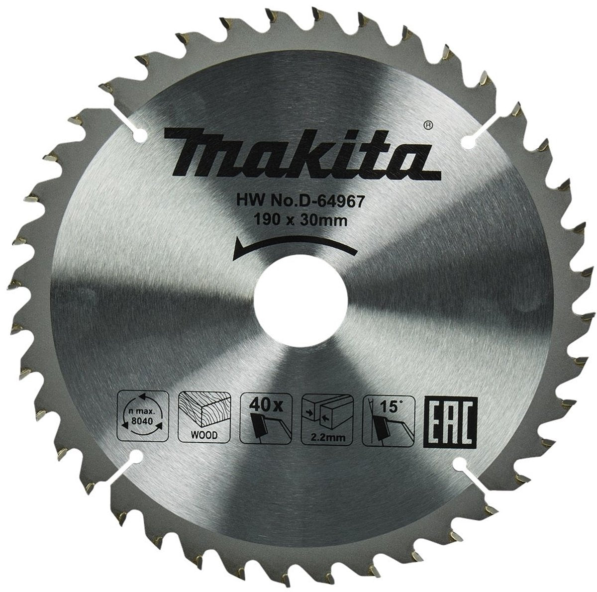 Makita rundsavklinge til træ | standard | ø 190mm akselhul 30mm 40t - d-64967