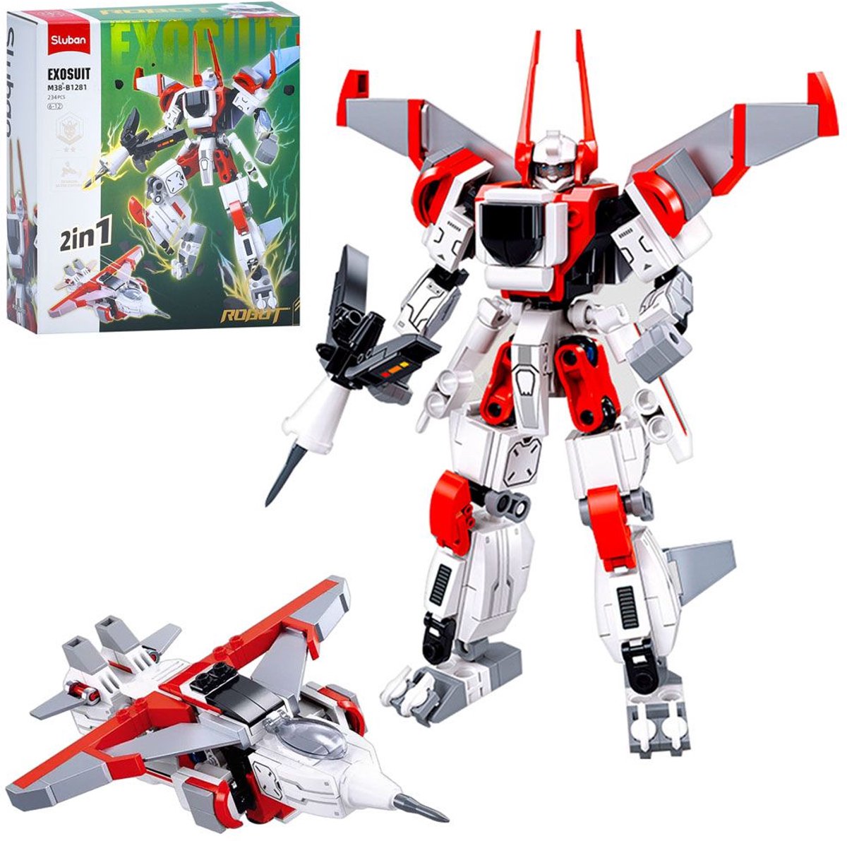 Sluban exosuit robot jagerfly byggelegetøj 2i1 actionfigur – byggelegetøj – byggesæt med 234 byggeklodser – m38-B1281 – fra 6 år
