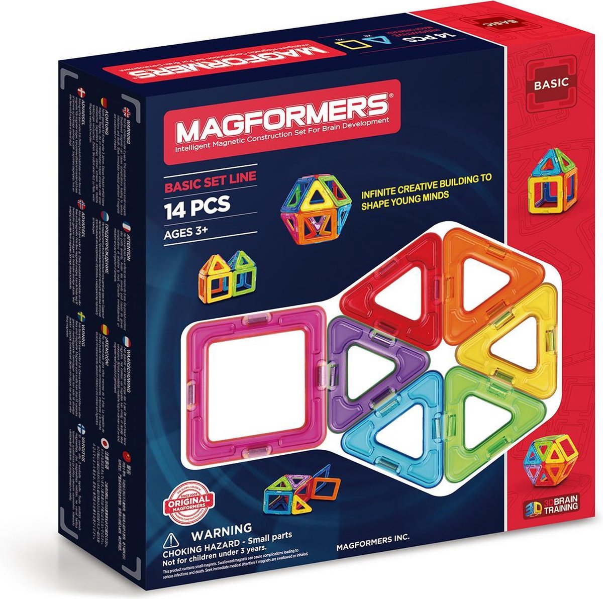 Magformers basissæt - byggesæt 14 dele - magnetisk legetøj - legetøj 3,4,5,6,7 år drenge og piger - Montessori legetøj - pædagogisk legetøj - byggelegetøj
