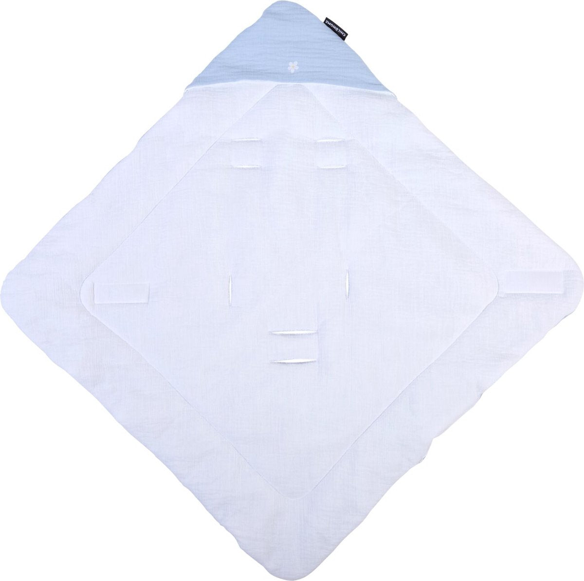 Childhome blomsterkollektion - wrap tæppe - 75x75 cm - hvid blå