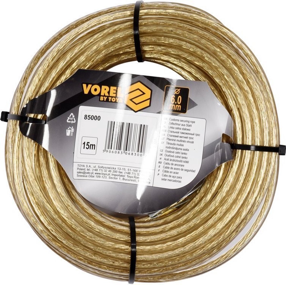 Vorel - ståltråd - 6mm - 15m