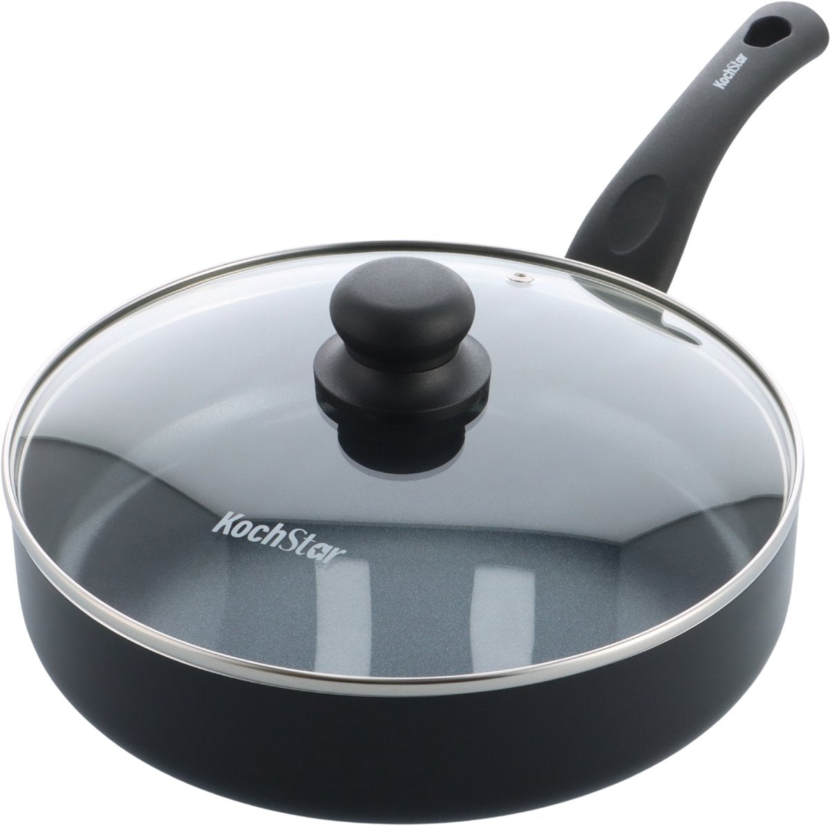 Kochstar Essenz keramisk sauterpande med låg - 26cm - 3l - PFAS-fri - induktionssauterpande - induktionspande - keramisk non-stick belægning - kølehåndtag - ovnsikker op til 130° C - sort