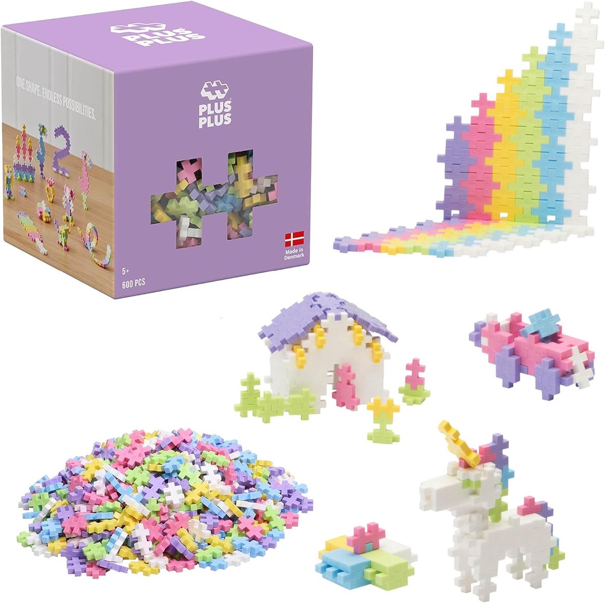 Plus-plus basic pastel lilla 600-dele byggesæt - 3312 - byggelegetøj - byggelegetøj - sæt med byggeklodser - fra 5 år