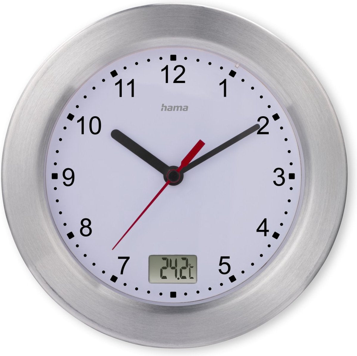 Hama badeværelsesur - Mauritius - vægur - termometer - aluminium