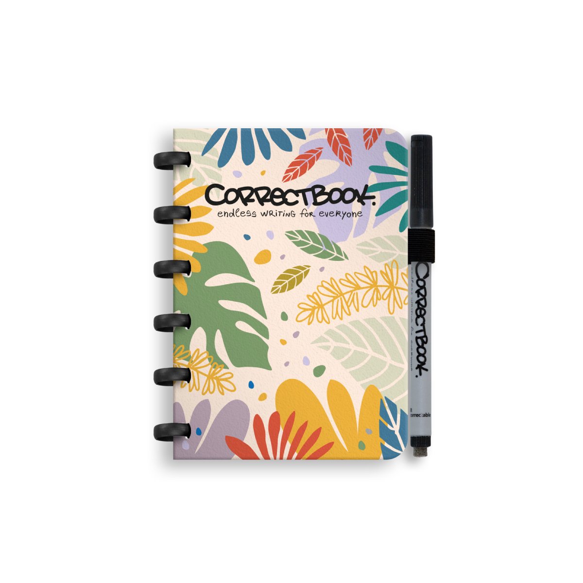 Correctbook a6 uitwisbaar notitieboek – herbruikbaar schrift – botanical beauty – gelinieerd – inclusief pen wisdoekje – aanvulbaar met extra pagina’s