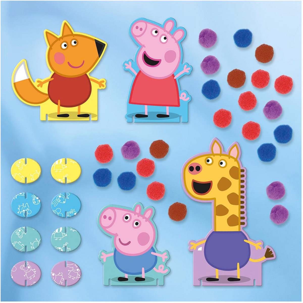 Bambolino peppa gris pompom pasta - håndværkssæt 4 figurer - kreativt legetøj, småbørn, førskolelegetøj håndværk - sko gave Saint Nicholas