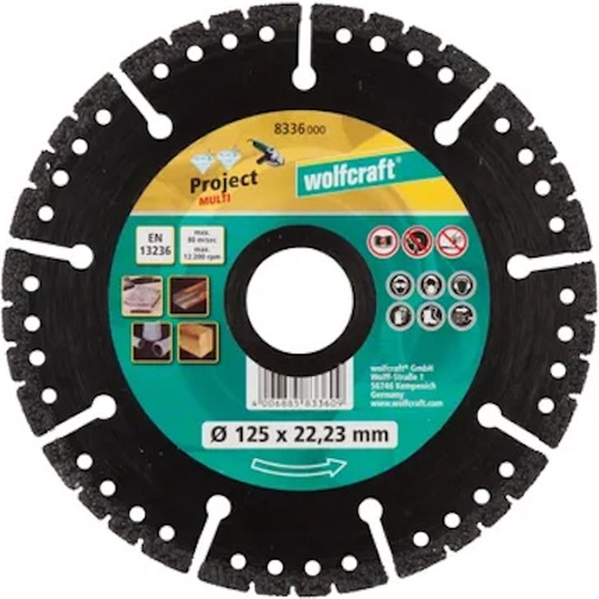 Wolfcraft - diamantskæreskive ø 125 mm - pro multi - 8336000