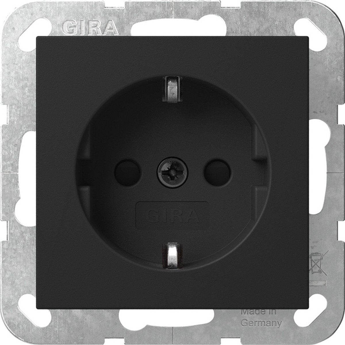 Gira systeem 55 wandcontactdoos met randaarde kinderveilig 1v mat zwart 4755005