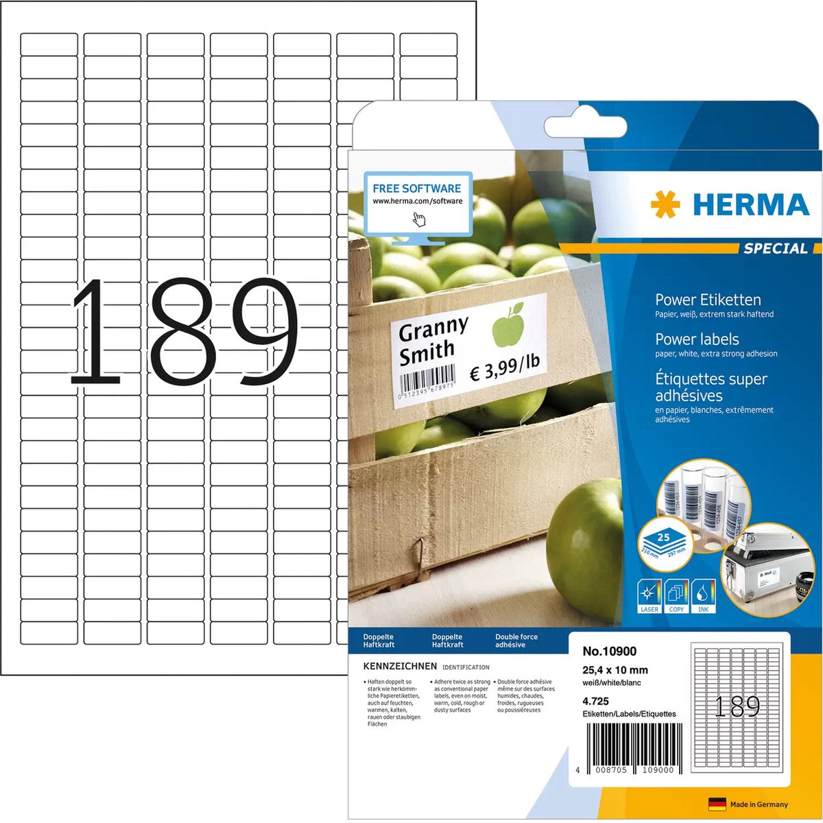 Herma 10900 a4 25,4x10 mm. kraftbinding