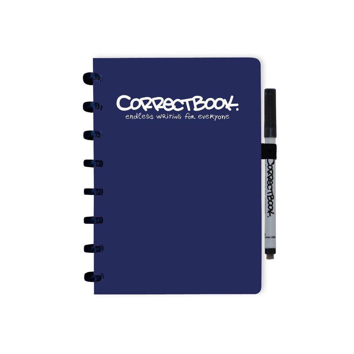 Correctbook a5 sletbar notesbog – genanvendelig notesbog – midnatsblå – foret – inklusive penserviet – kan suppleres med ekstra sider