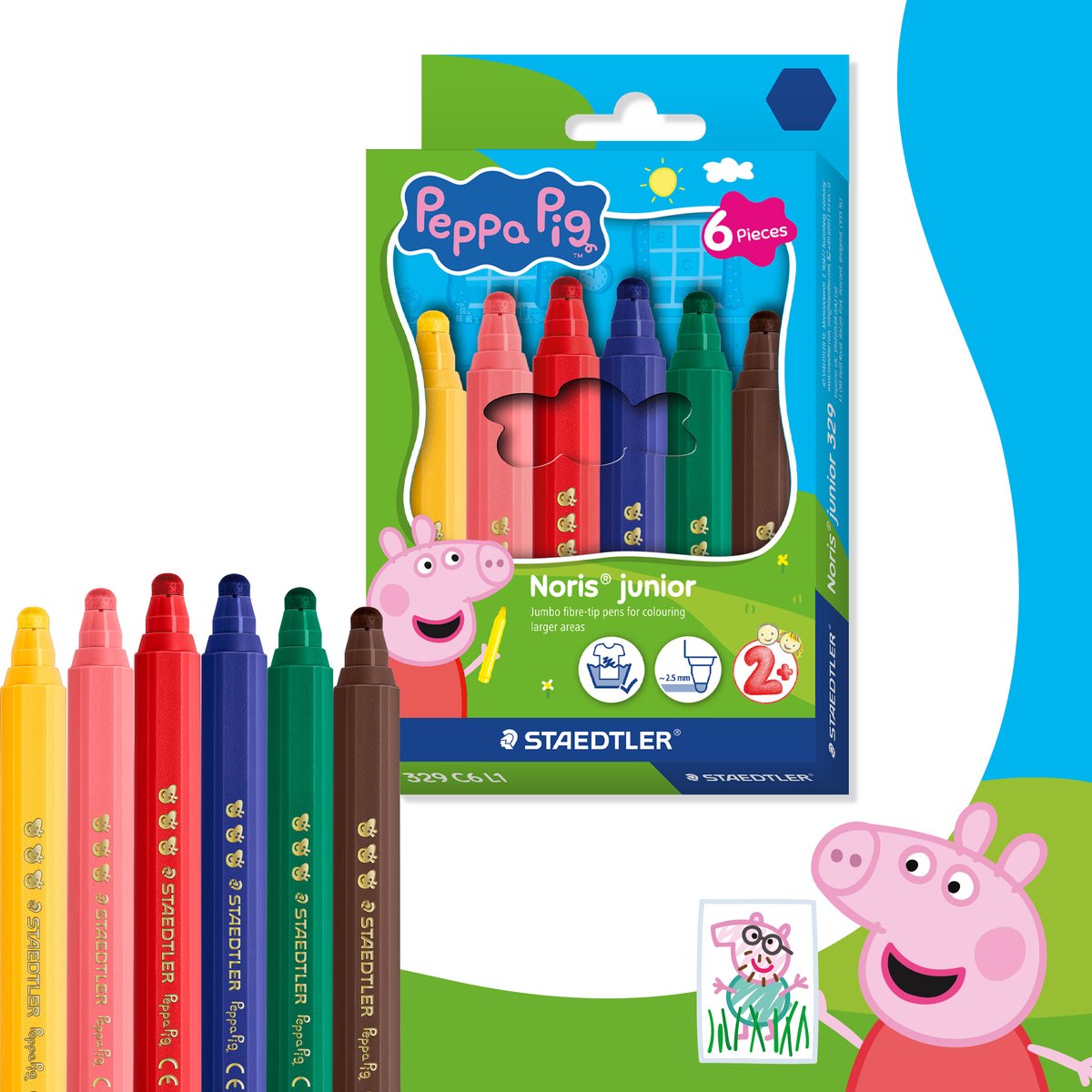Staedtler peppa pig x noris junior farvepennesæt 6 stk