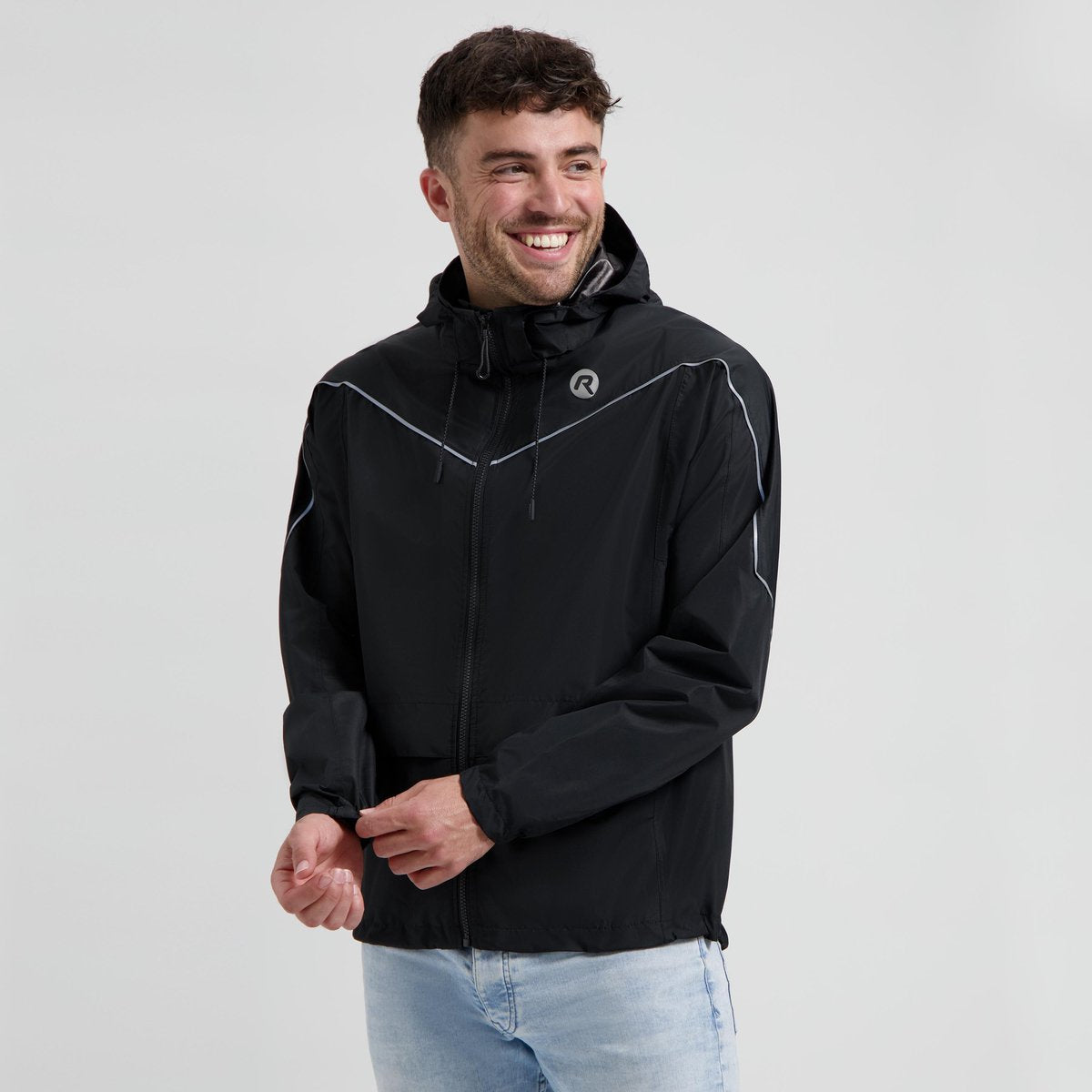 Rogelli commuter essential regenjas unisex - waterdicht - zwart - 3xl