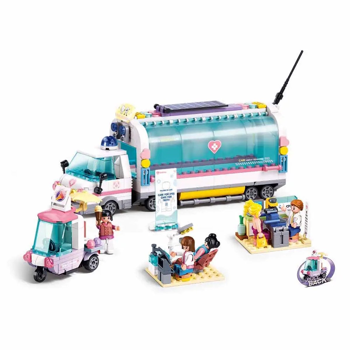 Sluban metropolis mobil ambulance byggelegetøj til børn fra 6 år - byggelegetøj modelbygning udrykningskøretøj - byggekasse med 477 byggeklodser og 5 minifigurer - m38-b1215