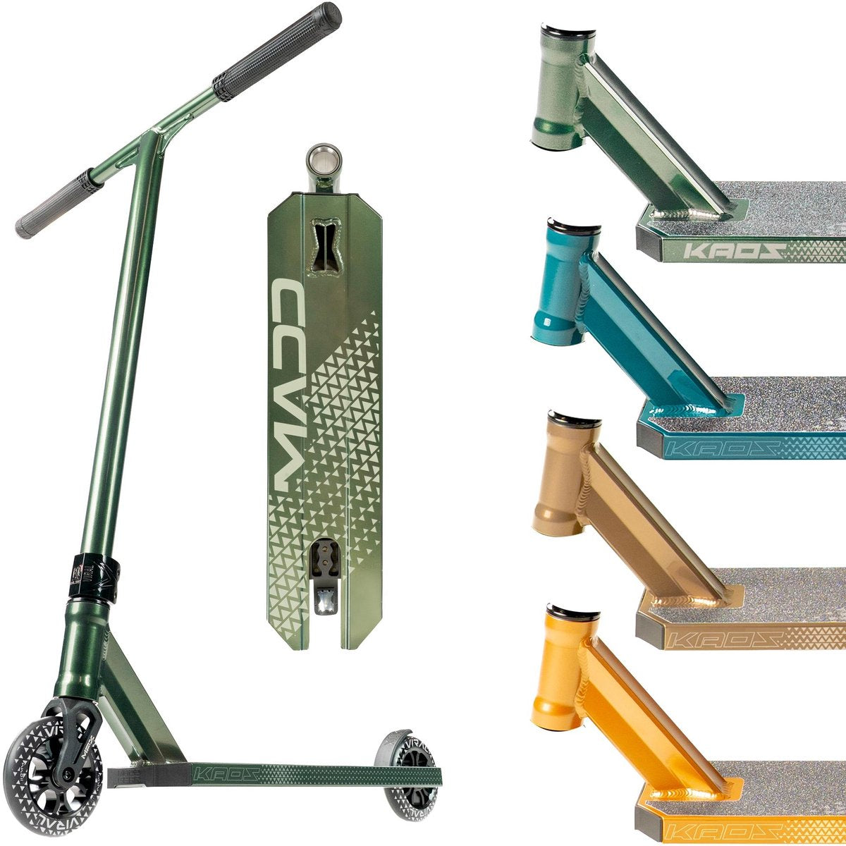 Madd gear stunt scooter - viral kaos denim blågrøn - styrhøjde 86 cm - fra 10 år - 110mm hjul